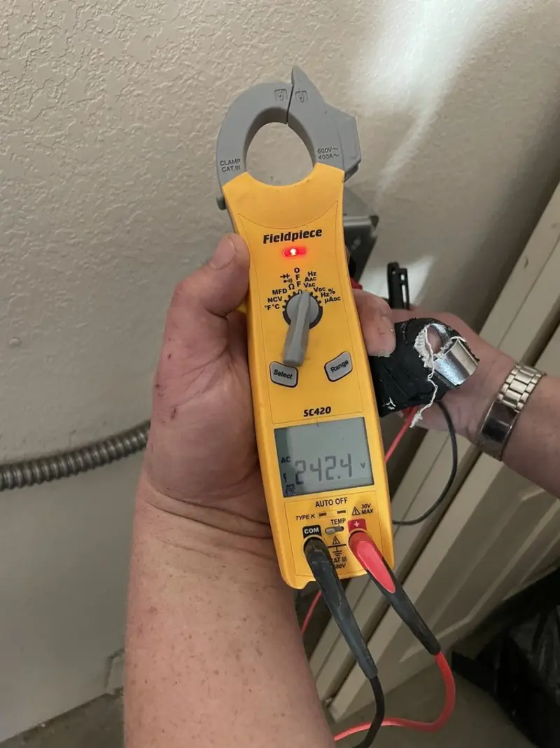 Voltage testing with clamp meter during Hot Tub / Pool Electrical Wiring in Bergenfield